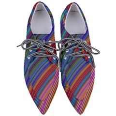 Multicolored Stripe Curve Striped Background Pointed Oxford Shoes by Uceng