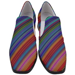 Multicolored Stripe Curve Striped Background Women Slip On Heel Loafers by Uceng