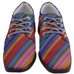 Multicolored Stripe Curve Striped Background Women Heeled Oxford Shoes by Uceng