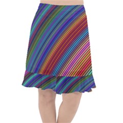 Multicolored Stripe Curve Striped Background Fishtail Chiffon Skirt by Uceng