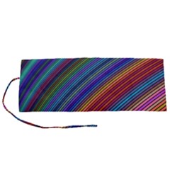 Multicolored Stripe Curve Striped Background Roll Up Canvas Pencil Holder (s) by Uceng