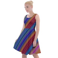 Multicolored Stripe Curve Striped Background Knee Length Skater Dress by Uceng