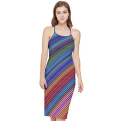 Multicolored Stripe Curve Striped Background Bodycon Cross Back Summer Dress by Uceng