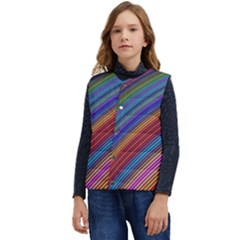 Multicolored Stripe Curve Striped Background Kid s Short Button Up Puffer Vest	