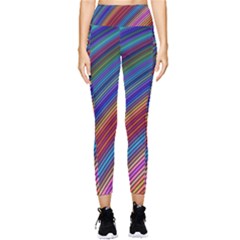 Multicolored Stripe Curve Striped Background Pocket Leggings  by Uceng