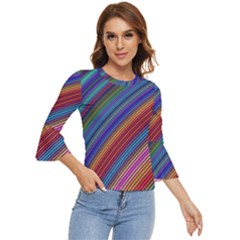 Multicolored Stripe Curve Striped Background Bell Sleeve Top