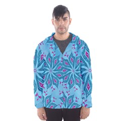 Flower Template Mandala Nature Blue Sketch Drawing Men s Hooded Windbreaker