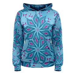 Flower Template Mandala Nature Blue Sketch Drawing Women s Pullover Hoodie