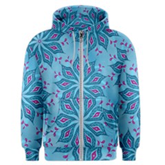 Flower Template Mandala Nature Blue Sketch Drawing Men s Zipper Hoodie