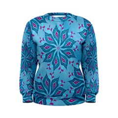 Flower Template Mandala Nature Blue Sketch Drawing Women s Sweatshirt