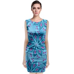 Flower Template Mandala Nature Blue Sketch Drawing Sleeveless Velvet Midi Dress