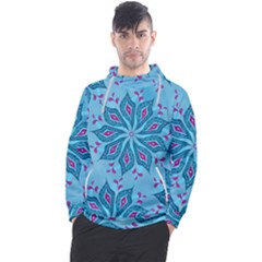 Flower Template Mandala Nature Blue Sketch Drawing Men s Pullover Hoodie