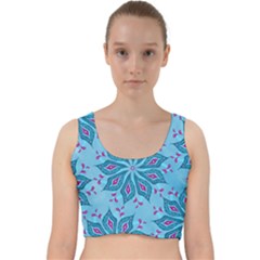 Flower Template Mandala Nature Blue Sketch Drawing Velvet Racer Back Crop Top by Uceng