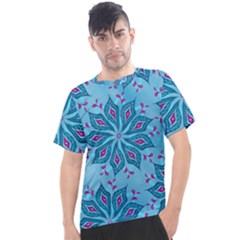 Flower Template Mandala Nature Blue Sketch Drawing Men s Sport Top by Uceng