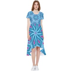 Flower Template Mandala Nature Blue Sketch Drawing High Low Boho Dress by Uceng