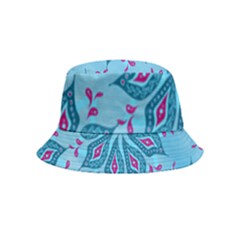 Flower Template Mandala Nature Blue Sketch Drawing Bucket Hat (kids) by Uceng