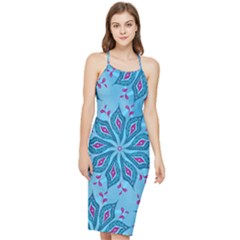 Flower Template Mandala Nature Blue Sketch Drawing Bodycon Cross Back Summer Dress by Uceng