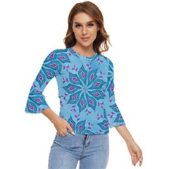 Flower Template Mandala Nature Blue Sketch Drawing Bell Sleeve Top