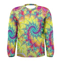 Fractal Spiral Abstract Background Vortex Yellow Men s Long Sleeve Tee