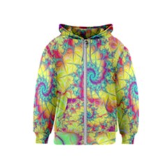 Fractal Spiral Abstract Background Vortex Yellow Kids  Zipper Hoodie