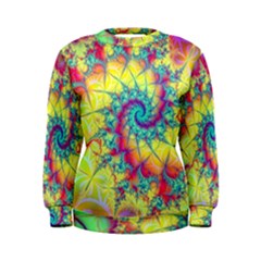 Fractal Spiral Abstract Background Vortex Yellow Women s Sweatshirt