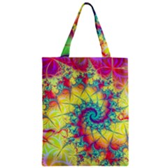 Fractal Spiral Abstract Background Vortex Yellow Zipper Classic Tote Bag by Uceng