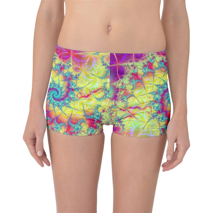 Fractal Spiral Abstract Background Vortex Yellow Boyleg Bikini Bottoms