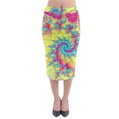 Fractal Spiral Abstract Background Vortex Yellow Midi Pencil Skirt by Uceng