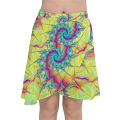 Fractal Spiral Abstract Background Vortex Yellow Chiffon Wrap Front Skirt by Uceng