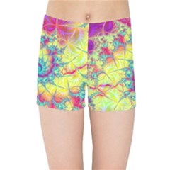 Fractal Spiral Abstract Background Vortex Yellow Kids  Sports Shorts by Uceng