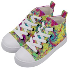 Fractal Spiral Abstract Background Vortex Yellow Kids  Mid-top Canvas Sneakers by Uceng