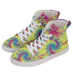 Fractal Spiral Abstract Background Vortex Yellow Men s Hi-top Skate Sneakers by Uceng