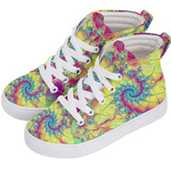 Fractal Spiral Abstract Background Vortex Yellow Kids  Hi-top Skate Sneakers by Uceng