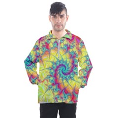 Fractal Spiral Abstract Background Vortex Yellow Men s Half Zip Pullover