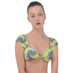 Fractal Spiral Abstract Background Vortex Yellow Cap Sleeve Ring Bikini Top by Uceng