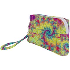 Fractal Spiral Abstract Background Vortex Yellow Wristlet Pouch Bag (small) by Uceng