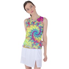 Fractal Spiral Abstract Background Vortex Yellow Women s Sleeveless Sports Top by Uceng