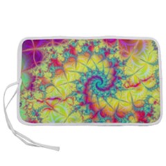 Fractal Spiral Abstract Background Vortex Yellow Pen Storage Case (m) by Uceng