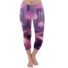 Trees Forest Landscape Nature Neon Capri Winter Leggings 