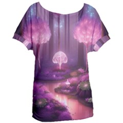 Trees Forest Landscape Nature Neon Women s Oversized Tee