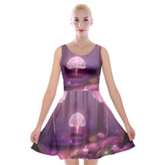 Trees Forest Landscape Nature Neon Velvet Skater Dress