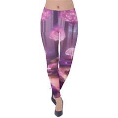 Trees Forest Landscape Nature Neon Velvet Leggings