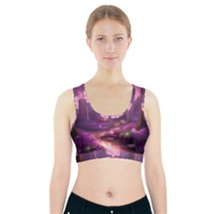 Trees Forest Landscape Nature Neon Sports Bra With Pocket by Uceng