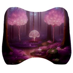 Trees Forest Landscape Nature Neon Velour Head Support Cushion by Uceng