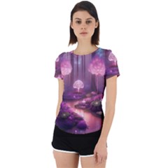 Trees Forest Landscape Nature Neon Back Cut Out Sport Tee by Uceng