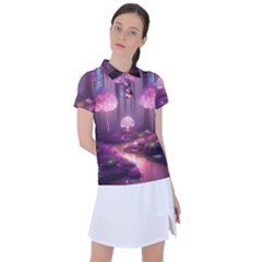 Trees Forest Landscape Nature Neon Women s Polo Tee