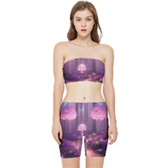 Trees Forest Landscape Nature Neon Stretch Shorts And Tube Top Set by Uceng