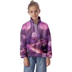 Trees Forest Landscape Nature Neon Kids  Half Zip Hoodie