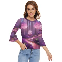 Trees Forest Landscape Nature Neon Bell Sleeve Top