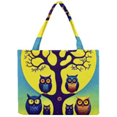 Owl Animal Cartoon Drawing Tree Nature Landscape Mini Tote Bag by Uceng